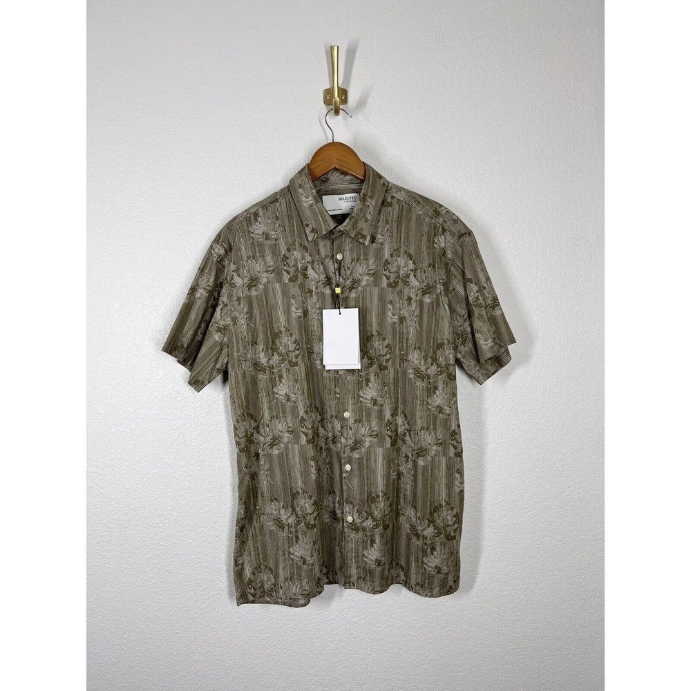 Selected Homme Mens Judd Short Sleeve Shirt Size XL Leaf Print